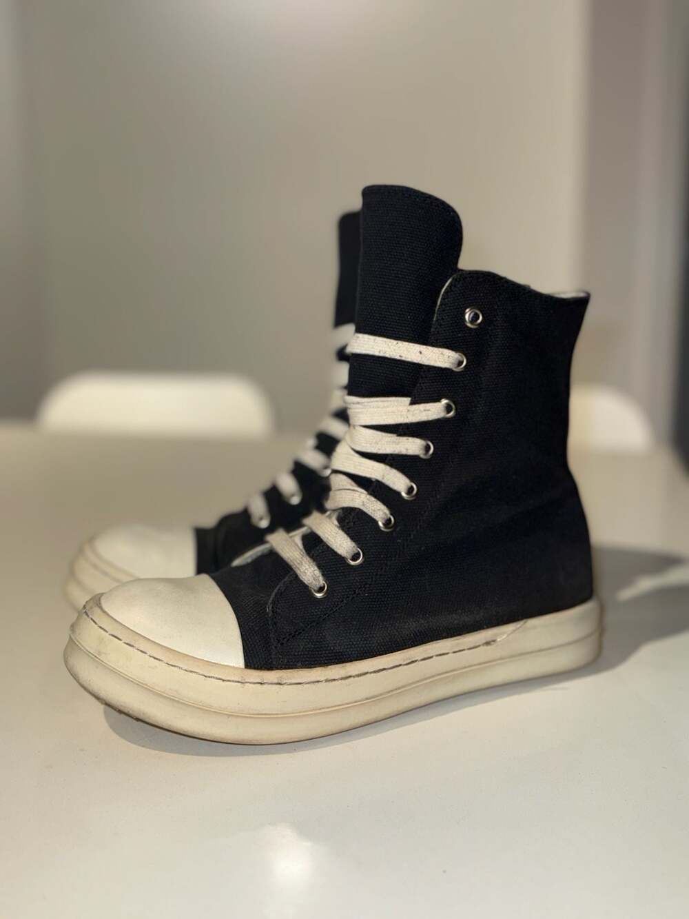 Rick Owens DRKSHDW Ramones High-Top Canvas Sneakers Size 39